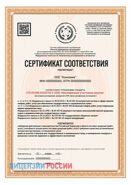 Сертификат СТО 03.080.02033720.1-2020 (Образец) Красный Сулин Сертификат СТО 03.080.02033720.1-2020